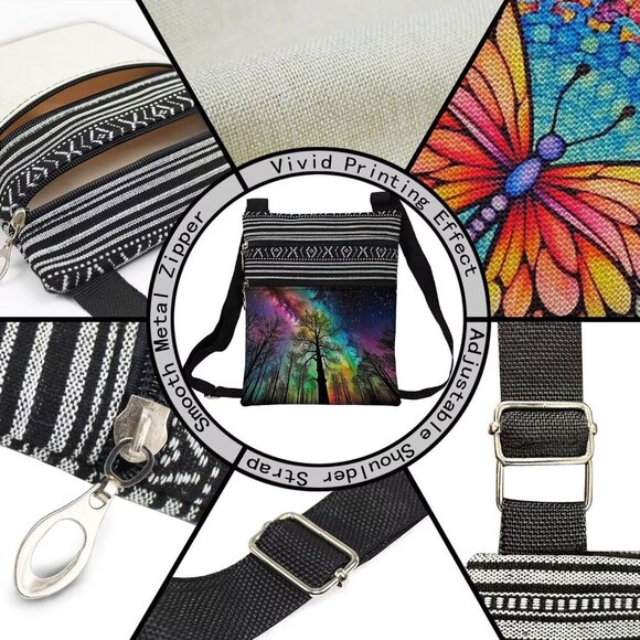 Ethnic Pattern Crossbody Bag Small Phone Wallet Organizer Adjustable Strap - Picture 4 of 7